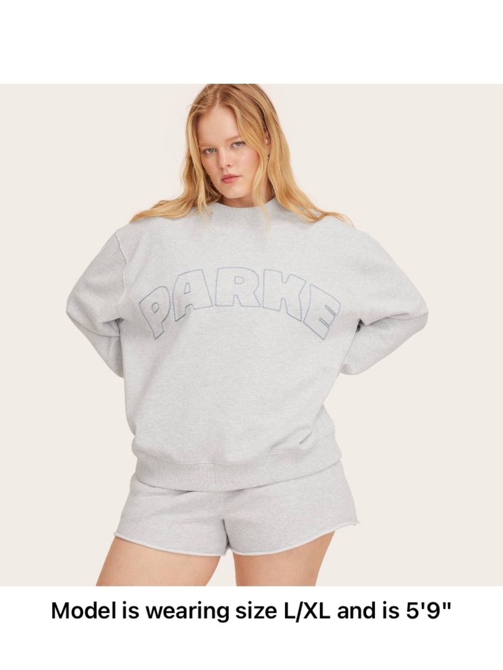 Parke Light Gray Embroidered Logo Crewneck Sweatshirt